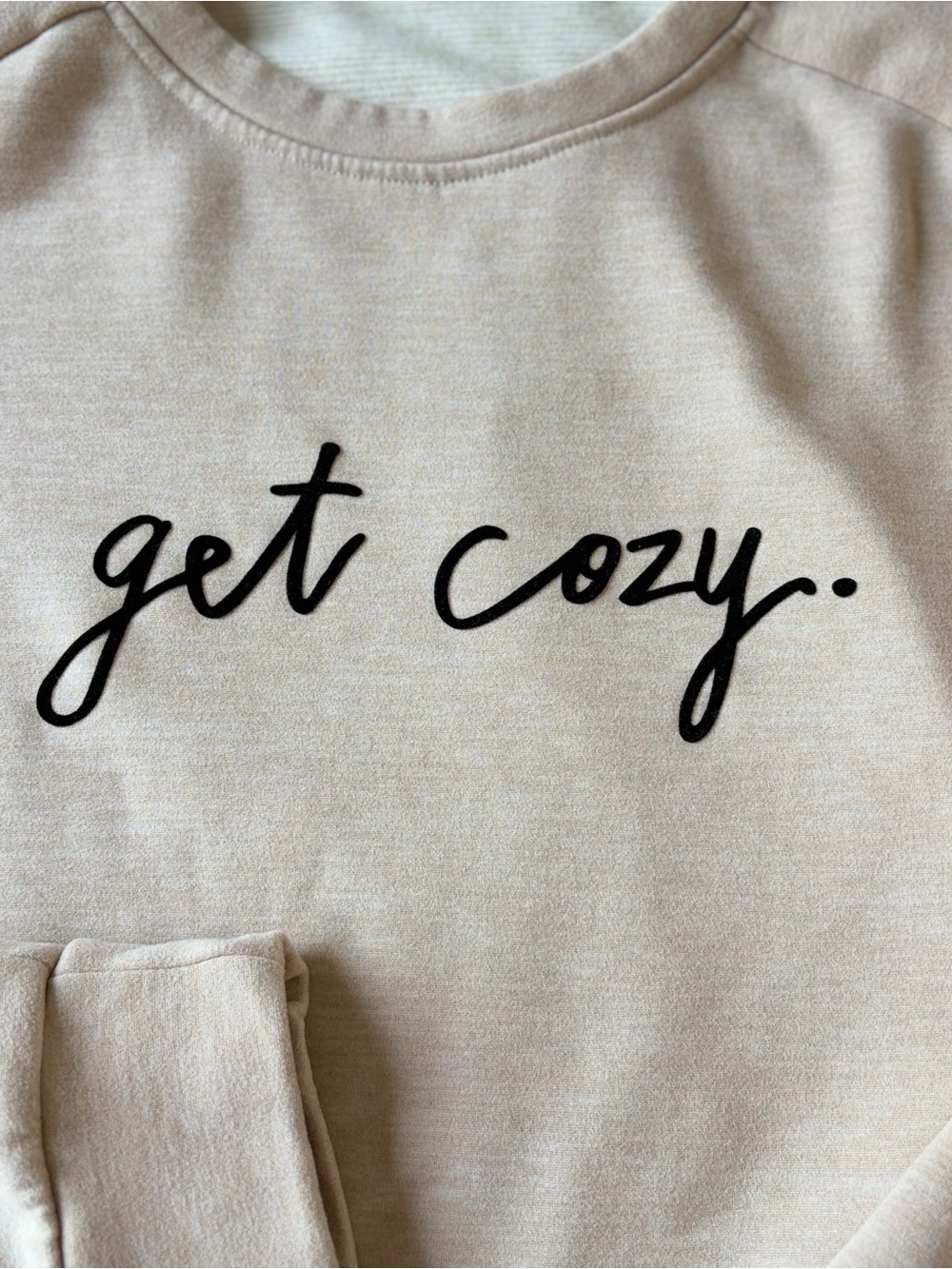 Rae Dunn Beige Crewneck Sweatshirt with Black Script - Picture 7 of 9